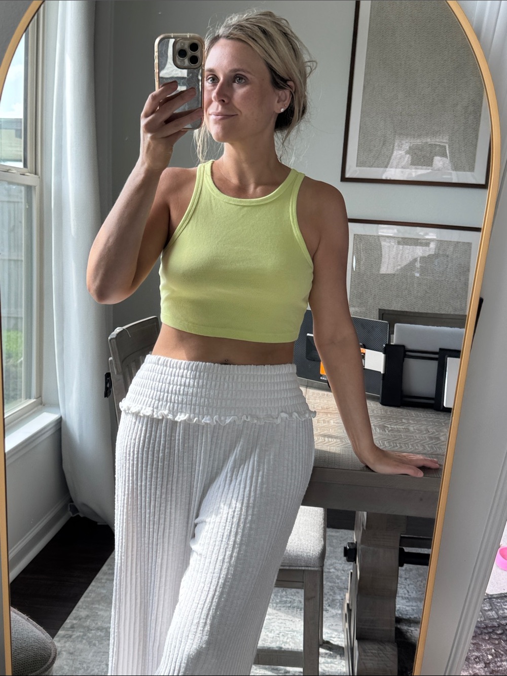 Lemon Lime Ribbed Racerback Crop Tank Top - Picture 3 of 7